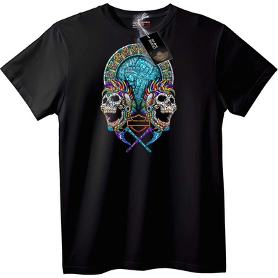 NOONEBRAND Тениска Череп и Harley Davidson - 2XL, Black