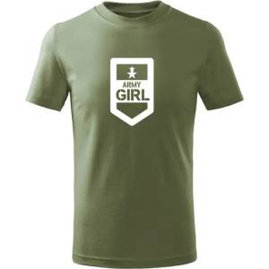 DRAGOWA детска тениска с къс ръкав Army Girl, маслиненозелена (7131)