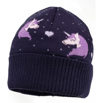 maximo Зимна шапка (beanie) maximo Girl's Unicorn Beanie with Turn-up and Lining Beanie - Navy / Chive Blossom - размер 49-51 cm (904-2929-0412)