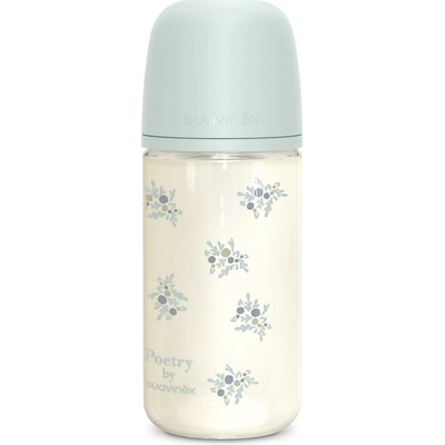 Suavinex skleněná kojenecká láhev Poetry fyziologická modrá 240ml