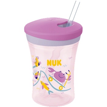 Nuk EVOLUTION Action Cup Чаша 230мл. със сламка, 12+ мес. Лилава (10255600)