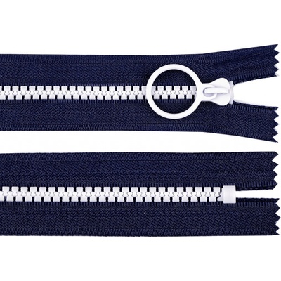 Stoklasa Kostěný zip barevný No 5 délka 15 cm s ozdobným jezdcem Balení: 1 ks, Varianta: 9 (330) modrá tmavá bílá 9 (330) modrá tmavá bílá