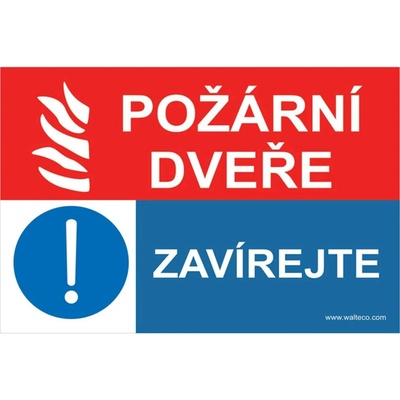 Walteco Požární dveře, zavírejte 150x100mm, samolepka Množství: 1 ks , 20002