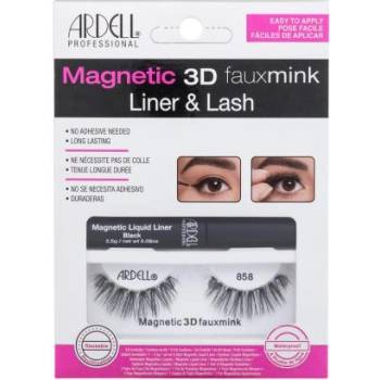 Ardell Magnetic 3D Faux Mink 858 комплект: изкуствени мигли Magnetic 3D Fauxmink 858 1 бр + магнитна течна очна линия Magnetic Liquid Liner 2, 5 g Black