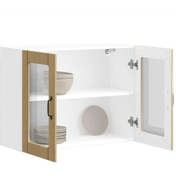 vidaXL Кухненски стенен шкаф със стъклена врата "Lucca" дъб сонома, инженерно дърво (853850)