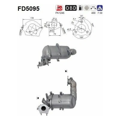 Filter sadzí/pevných častíc výfukového systému AS FD5095 FD5095