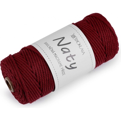 Prima-obchod Bavlněná pletací příze macrame Naty Ø3 mm rozčesávací, barva 11 bordó sv.
