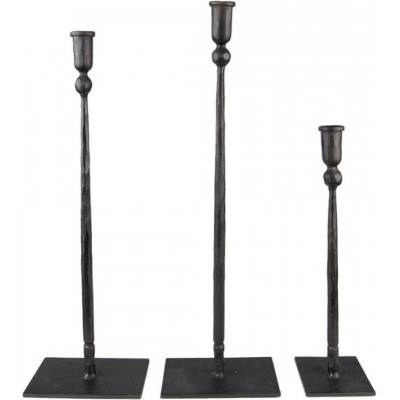 Svícen (sada 3 ks) Černý 16x10x52 / 16x10x49 / 10x9x35 cm – 16x10x52 / 16x10x49 / 10x9x35 cm
