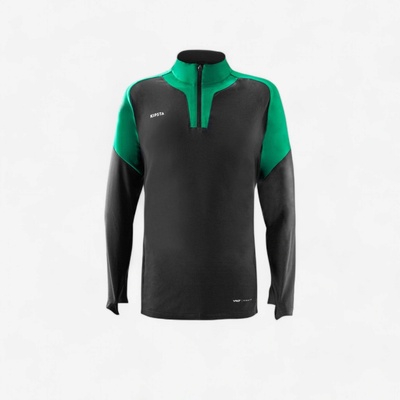 KIPSTA Futbalová mikina VIRALTO CLUB 1/2 zips sivo zelená