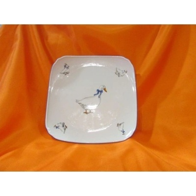 Český porcelán Dubí Mísa čtyřhranná italská U666 husy 21 cm