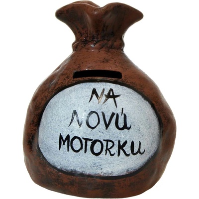 Pokladnička s nápisom - na novú motorku