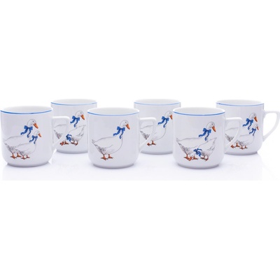 Český porcelán Dubí Souprava Hrnek Pětka husy 6 x 400 ml