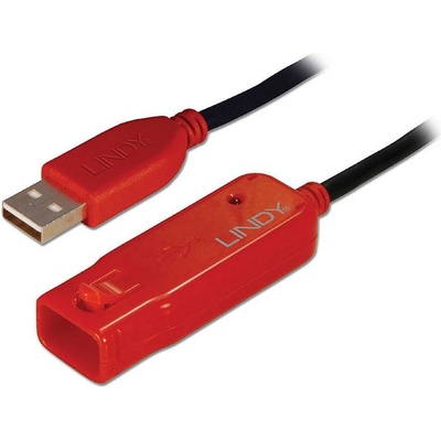 Lindy 42782 USB, USB 2.0 USB-A zástrčka, USB-A zásuvka, 12m, černý