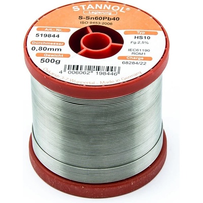 Cínová pájka trubičková 0.8mm Sn60Pb40 HS10 STANNOL 500g