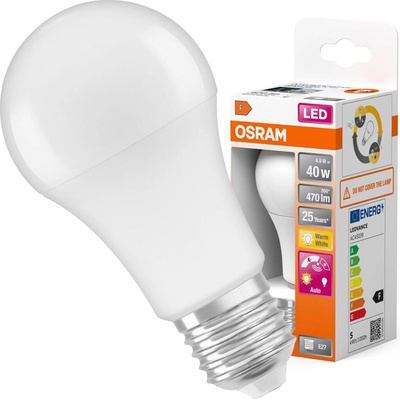 Osram 4058075428300 LED En.trieda 2021 F A G E27 klasická žiarovka 4.9 W = 40 W teplá biela