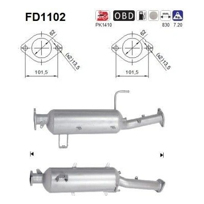 Filtr sazových částic, výfukový systém AS FD1102