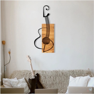 Asir Nástenná dekorácia 39x93 cm gitara drevo/kov AS1637