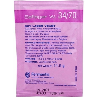 Pivné kvasinky Fermentis Saflager W-34/70 11,5 g spodné kvasenie