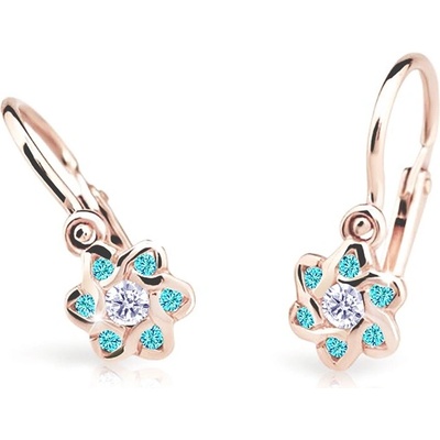Cutie Jewellery Slušivé dětské náušnice z růžového zlata C2149-10-X-4 světle zelená