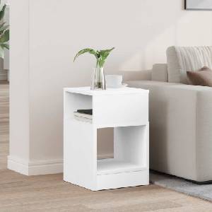 vidaXL Крайна масичка Бяло 30, 5 x 30 x 45 см Инженерна дървесина (890896)