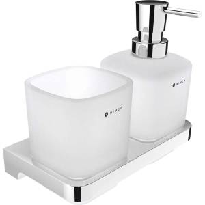 Nimco Maya - Дозатор за сапун и чаша с държач, матирано стъкло/хром MA 2905831C-26 (MA 2905831C-26)