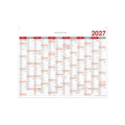 Nástěnný Plánovací mapa CZ s očky na zavěšení 124 x 100 cm červená 2027