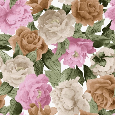 Velurové potahové látky s potiskem, Růže na Bílém