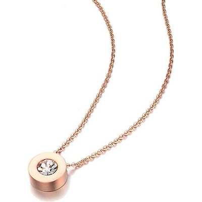 Troli Ružovo pozlátený náhrdelník s trblietavým príveskom KNSC-154 rose gold