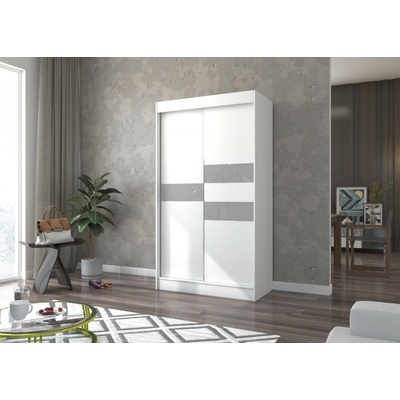 ADRK Furniture Batia 120 bílá šedý Lacobel