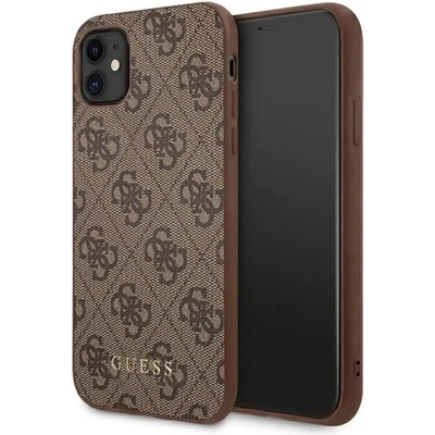 GUESS 4G метален златен лого калъф за iPhone 11 / Xr 6.1" - кафяв (3700740493915)