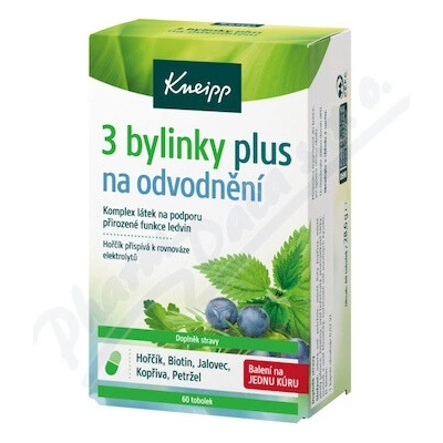 Kneipp 3 bylinky plus na odvodnenie tobolky na odvodnenie organizmu 60 kapsúl