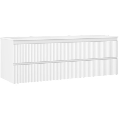 Mexen Rivel баня шкаф за мивка 140 см с плот, 2 чекмеджета, оребрени, бял мат - 91A20-14047-2-BFFC01 (91A20-14047-2-BFFC01)