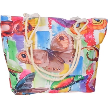 Плажна чанта с шарен десен и пеперуди