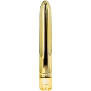 Toyz4Lovers Класически гладък анален вибратор "mirror gold" 18 см