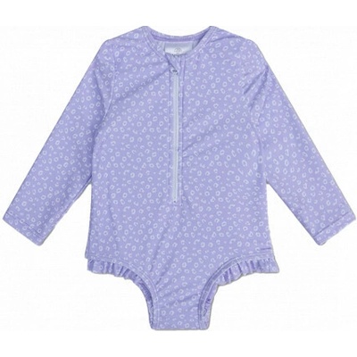 Swim Essentials Plavky s dlhým rukávom s UPF Lila Leopard