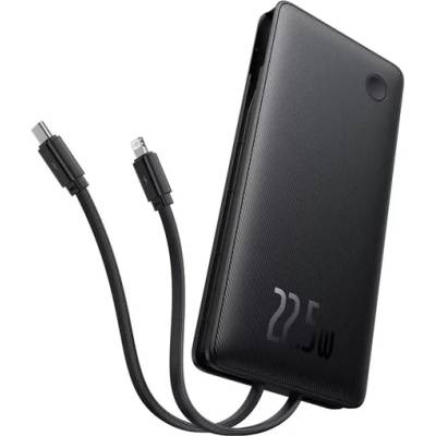 Външна батерия с вградени USB-C и Lightning кабели и USB-C, USB-A портове и технология за бързо зареждане - Baseus Airpow Lite Fast Charging Power Bank 22.5W 10000 mAh (P10067501123-00) (черен) (P10067501123-00)