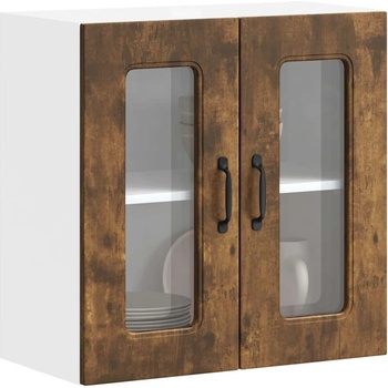 vidaXL Кухненски стенен шкаф със стъклена врата "Kalmar" опушен дъб, инженерна дървесина (853672)