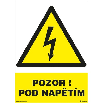 Walteco Pozor! Pod napätím 210x297mm, formát A4, plastová tabuľka Množstvo: 1 ks , 20025