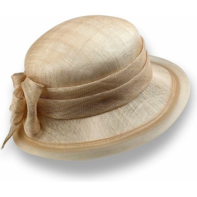 Krumlovanka Dámský elegantní společenský klobouk sinamay hat Co-13248 béžový