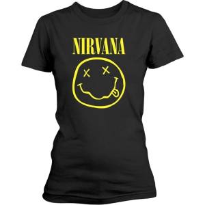 Nirvana Yellow Happy Face Black 2XL Дамски Риза (NIRVTS04LB05)