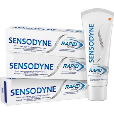 Sensodyne Rapid Relief Whitening Trio bělicí pro citlivé zuby 3 x 75 ml