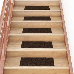 vidaXL Изтривалки за стълби, самозалепващи се, 30 бр. , 60x25 см, кафяви, правоъгълни (3365709)