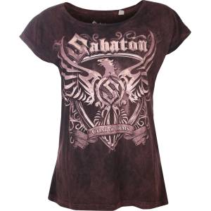Metalshop originals дамска тениска Sabaton - Marylin Coat Of Arms - washed винена - METALSHOP ORIGINALS - 25078