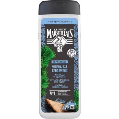 Le Petit Marseillais Minerals & Cedarwood sprchový gél 4 v 1 pre mužov 400 ml