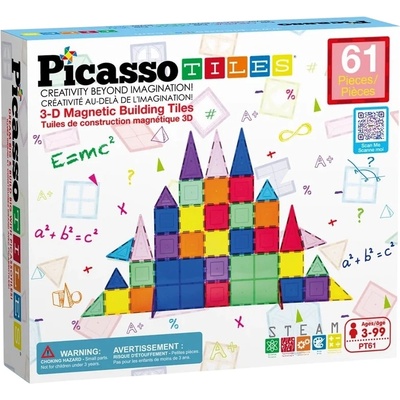 PicassoTiles Магнитен конструктор Picasso Tiles STEAM - 61 части (PT61)
