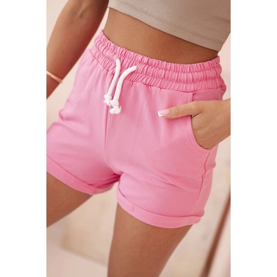 Kesi dámské bavlněné kraťasy s gumou a zavazováním v pase Luba růžová