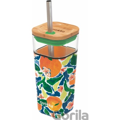 Quokka Sklenený cestovný hrnček so slamkou Liquid Cube Oranges 540 ml