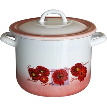 24 см (8, 9 л. ) дълбока емайлирана тенджера с метален капак разцветка Гербери