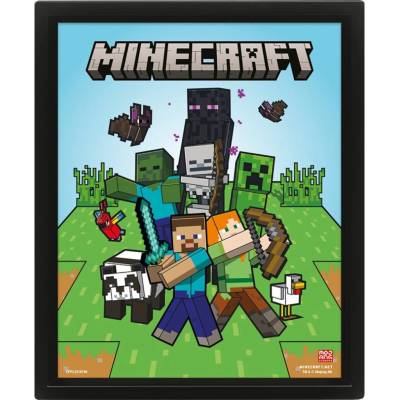 CurePink: | Proměňovací 3D obrázek Minecraft: Postavy (28 x 24 cm) [EPPL2510196]
