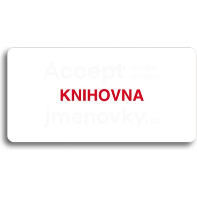 ACCEPT Piktogram KNIHOVNA - bílá tabulka - barevný tisk bez rámečku